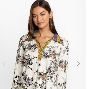 Johnny Was Dreamer  Garden split front Henley Tee